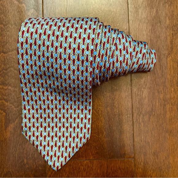 Brooks Brothers 346 Men's 100% Silk Tie - Blue and Red - Picture 1 of 9